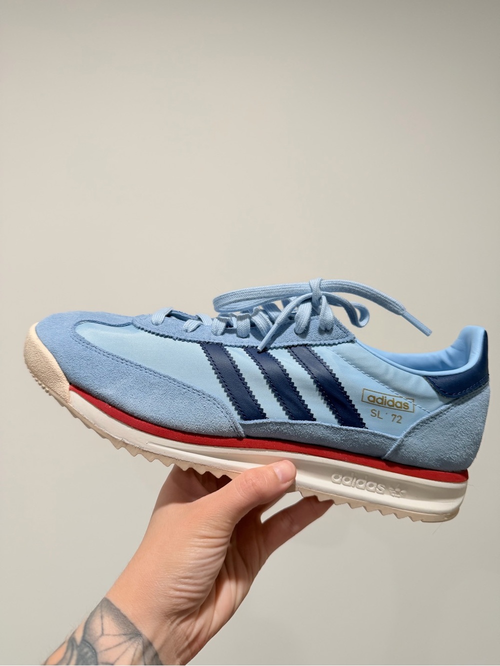 adidas Men’s Light Blue and Navy SL '72 Sneaker